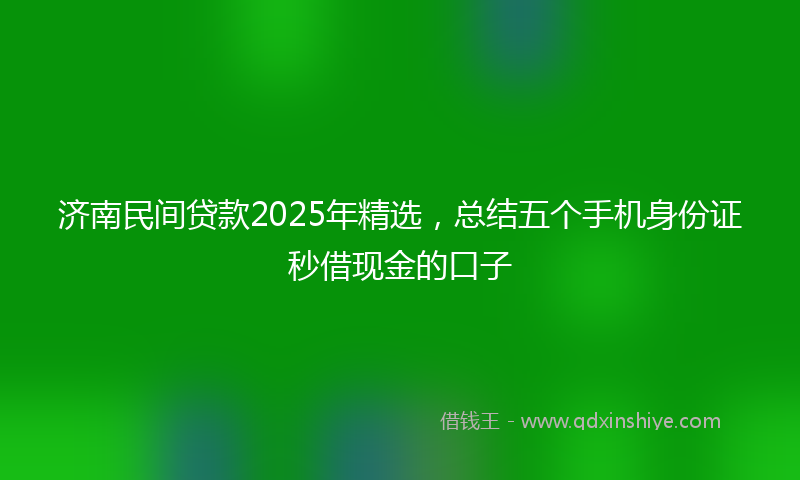 济南民间贷款2025年精选，总结五个手机身份证秒借现金的口子