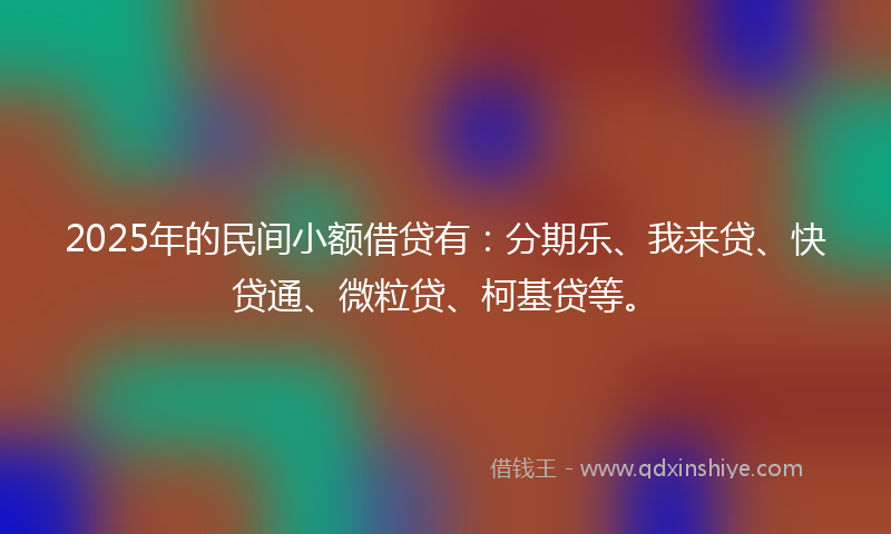 2025年的民间小额借贷有：分期乐、我来贷、快贷通、微粒贷、柯基贷等。