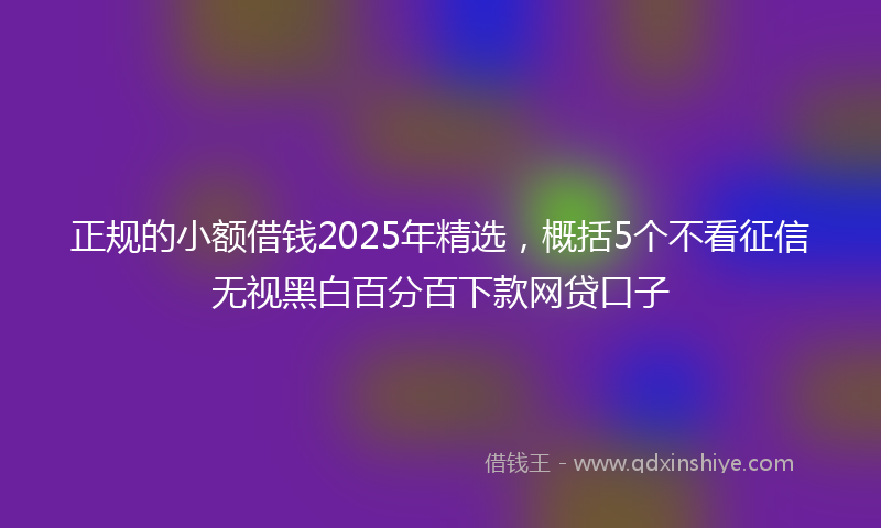 正规的小额借钱2025年精选，概括5个不看征信无视黑白百分百下款网贷口子