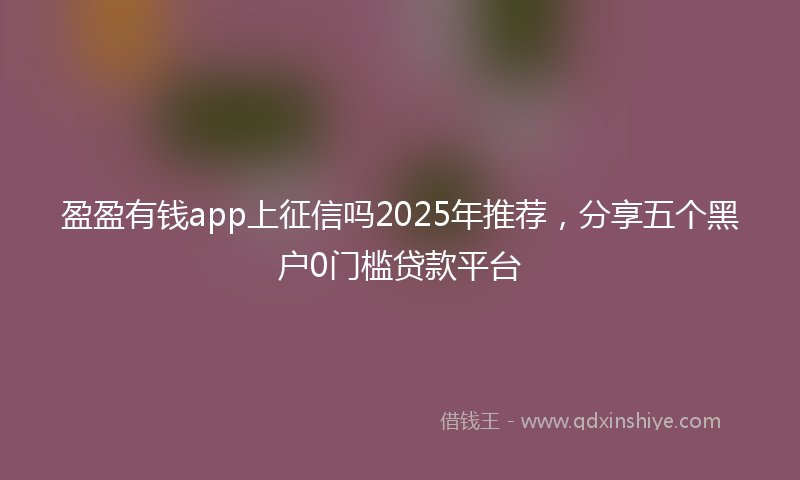 盈盈有钱app上征信吗2025年推荐，分享五个黑户0门槛贷款平台