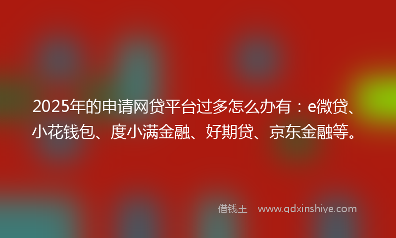 2025年的申请网贷平台过多怎么办有：e微贷、小花钱包、度小满金融、好期贷、京东金融等。