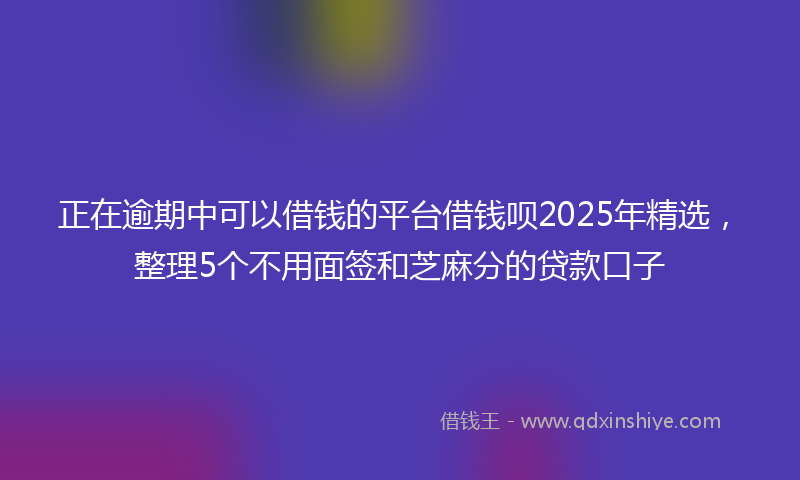 正在逾期中可以借钱的平台借钱呗2025年精选，整理5个不用面签和芝麻分的贷款口子