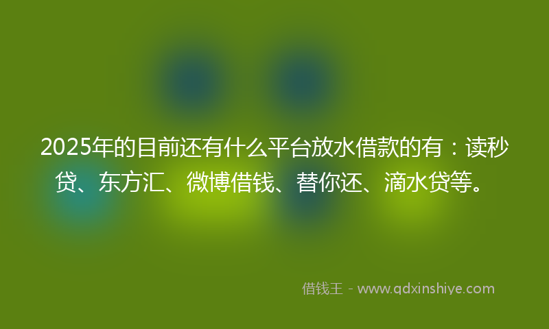 2025年的目前还有什么平台放水借款的有：读秒贷、东方汇、微博借钱、替你还、滴水贷等。