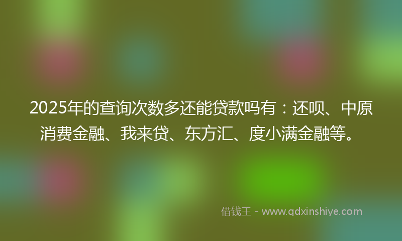 2025年的查询次数多还能贷款吗有：还呗、中原消费金融、我来贷、东方汇、度小满金融等。