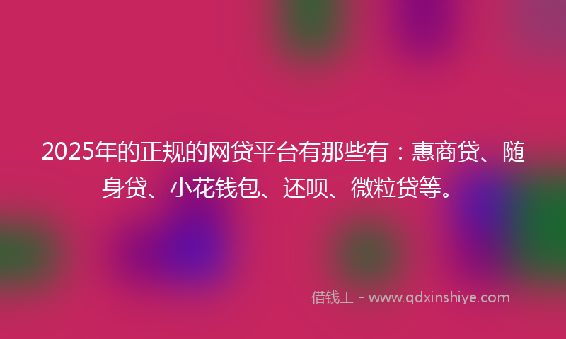 2025年的正规的网贷平台有那些有：惠商贷、随身贷、小花钱包、还呗、微粒贷等。