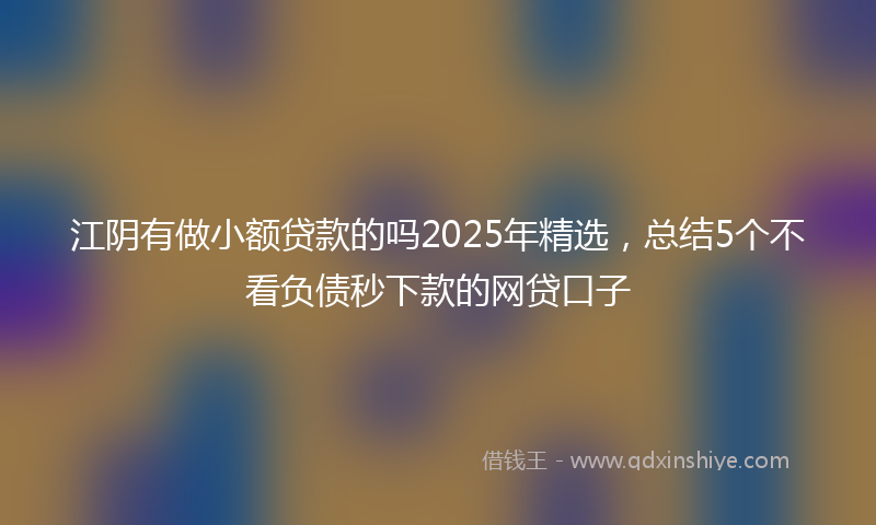 江阴有做小额贷款的吗2025年精选，总结5个不看负债秒下款的网贷口子