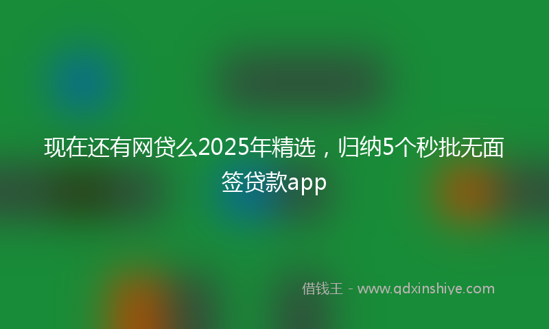 现在还有网贷么2025年精选，归纳5个秒批无面签贷款app