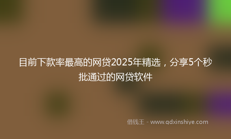 目前下款率最高的网贷2025年精选，分享5个秒批通过的网贷软件