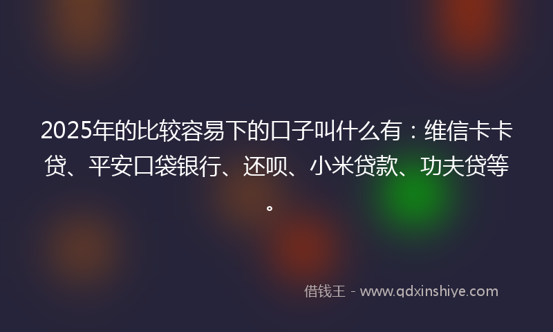 2025年的比较容易下的口子叫什么有：维信卡卡贷、平安口袋银行、还呗、小米贷款、功夫贷等。