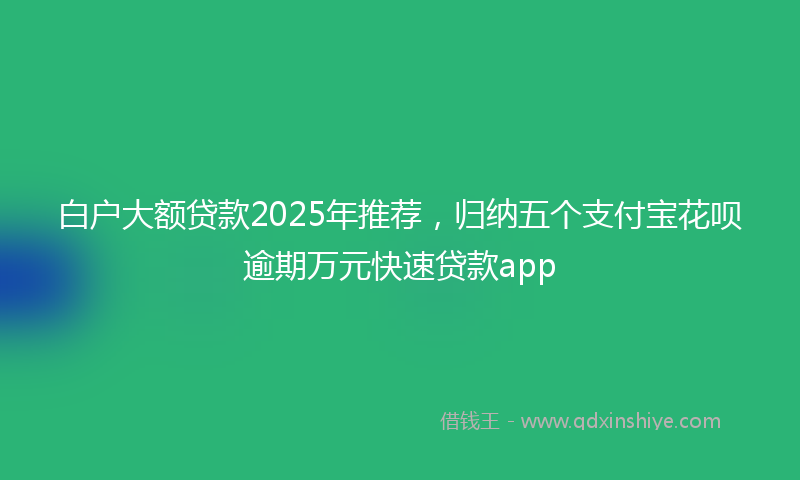 白户大额贷款2025年推荐，归纳五个支付宝花呗逾期万元快速贷款app