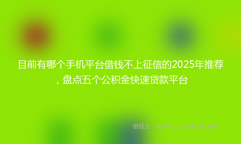目前有哪个手机平台借钱不上征信的2025年推荐，盘点五个公积金快速贷款平台