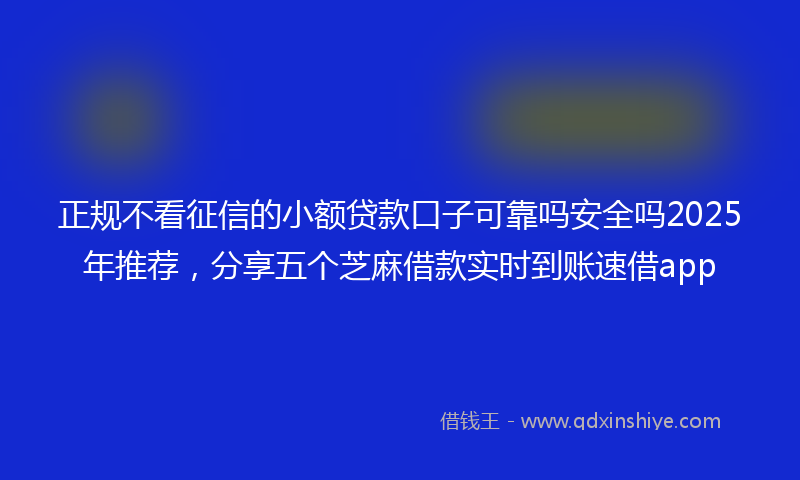 正规不看征信的小额贷款口子可靠吗安全吗2025年推荐，分享五个芝麻借款实时到账速借app