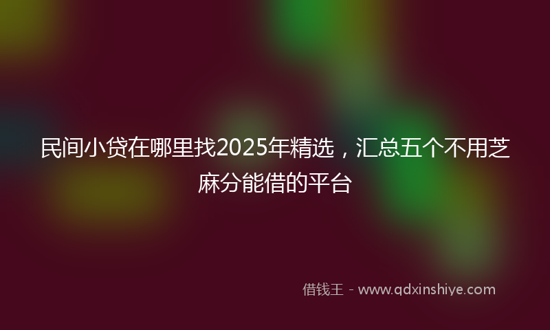 民间小贷在哪里找2025年精选，汇总五个不用芝麻分能借的平台