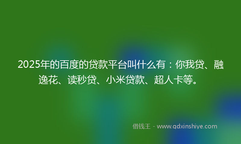 2025年的百度的贷款平台叫什么有：你我贷、融逸花、读秒贷、小米贷款、超人卡等。
