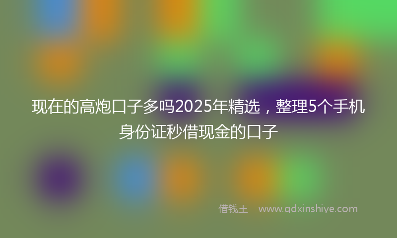现在的高炮口子多吗2025年精选，整理5个手机身份证秒借现金的口子