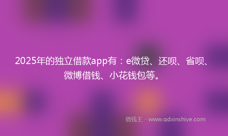 2025年的独立借款app有：e微贷、还呗、省呗、微博借钱、小花钱包等。