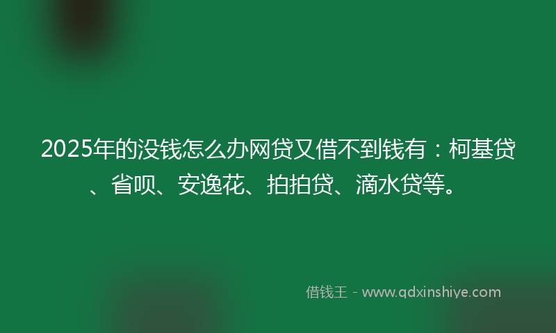 2025年的没钱怎么办网贷又借不到钱有：柯基贷、省呗、安逸花、拍拍贷、滴水贷等。