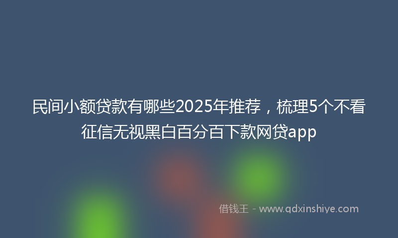 民间小额贷款有哪些2025年推荐，梳理5个不看征信无视黑白百分百下款网贷app