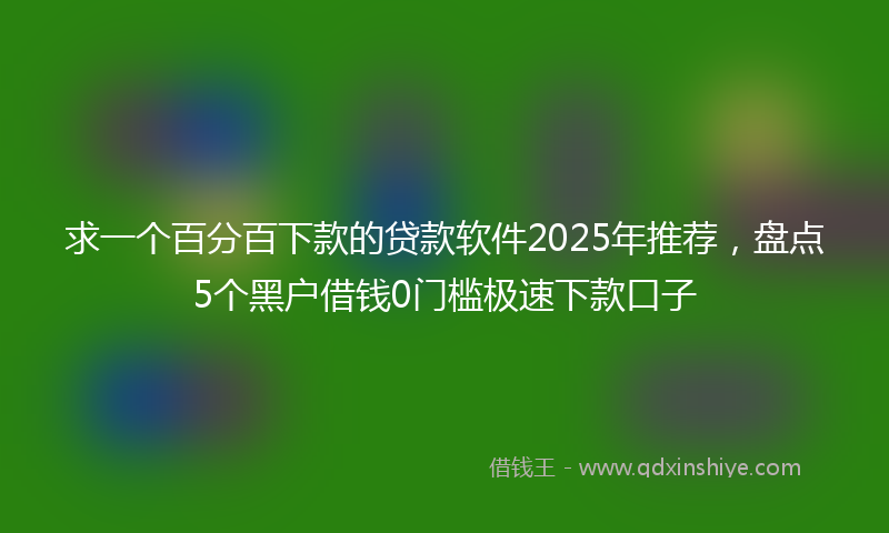 求一个百分百下款的贷款软件2025年推荐，盘点5个黑户借钱0门槛极速下款口子
