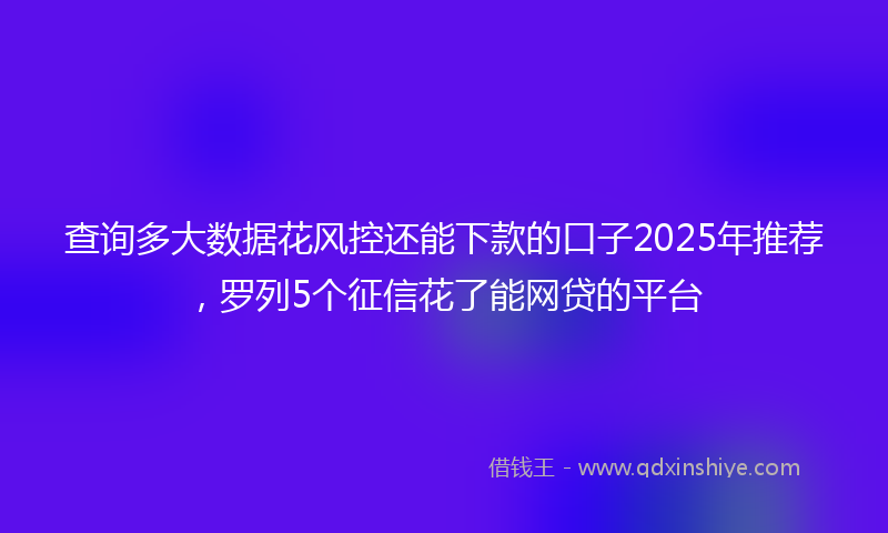 查询多大数据花风控还能下款的口子2025年推荐，罗列5个征信花了能网贷的平台