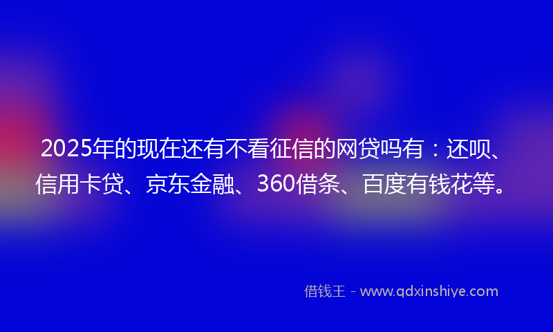 2025年的现在还有不看征信的网贷吗有:还呗、信用卡贷、京东金融、360借条、百度有钱花等。