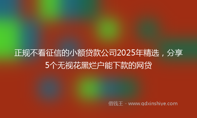 正规不看征信的小额贷款公司2025年精选，分享5个无视花黑烂户能下款的网贷