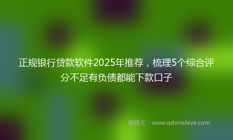 正规银行贷款软件2025年推荐，梳理5个综合评分不足有负债都能下款口子