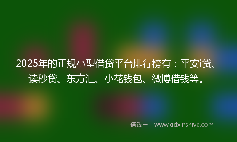2025年的正规小型借贷平台排行榜有：平安i贷、读秒贷、东方汇、小花钱包、微博借钱等。