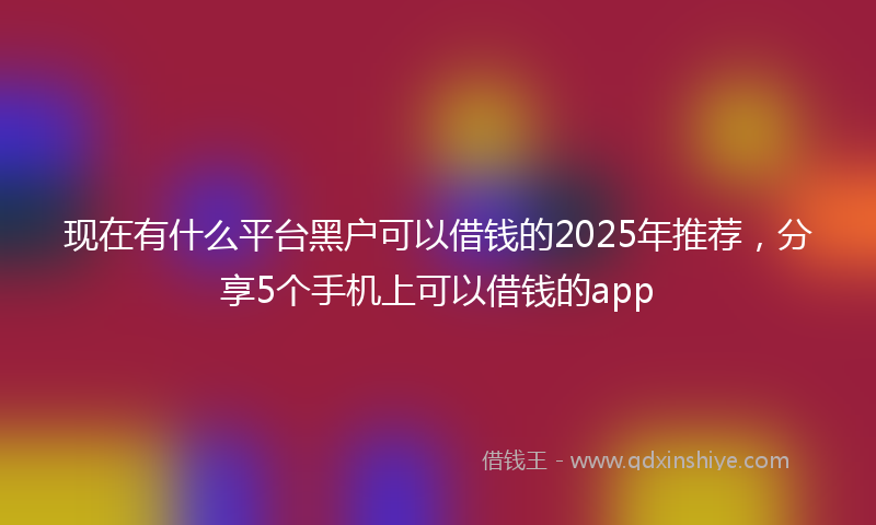 现在有什么平台黑户可以借钱的2025年推荐，分享5个手机上可以借钱的app