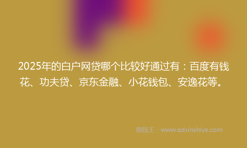 2025年的白户网贷哪个比较好通过有：百度有钱花、功夫贷、京东金融、小花钱包、安逸花等。