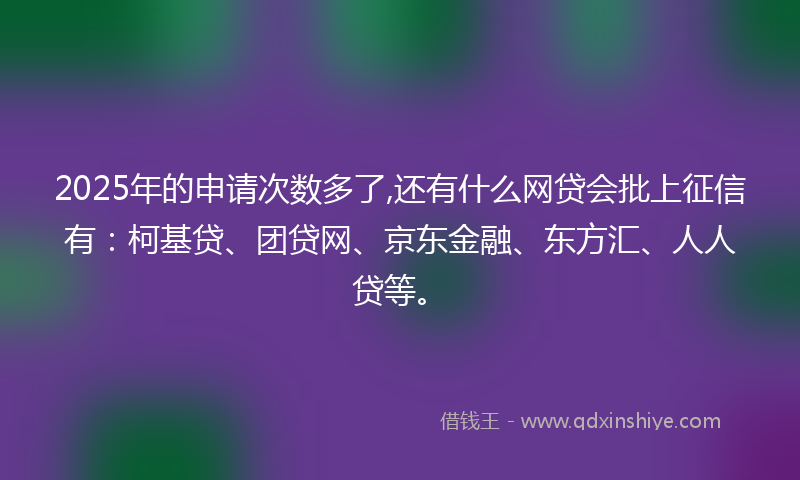 2025年的申请次数多了,还有什么网贷会批上征信有：柯基贷、团贷网、京东金融、东方汇、人人贷等。