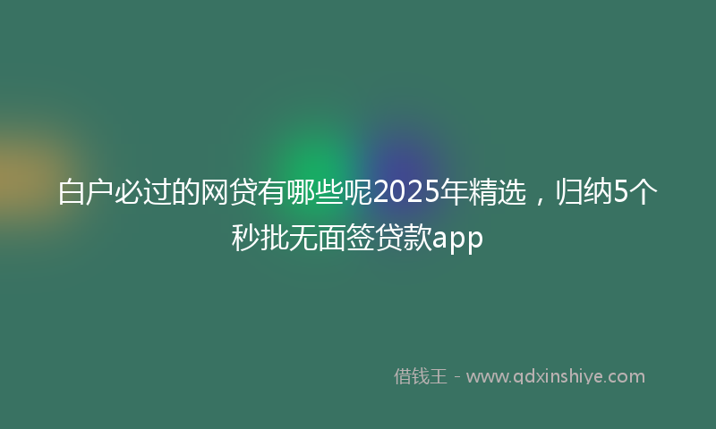 白户必过的网贷有哪些呢2025年精选，归纳5个秒批无面签贷款app