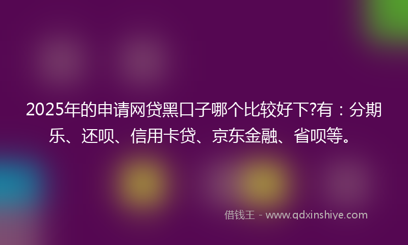 2025年的申请网贷黑口子哪个比较好下?有：分期乐、还呗、信用卡贷、京东金融、省呗等。