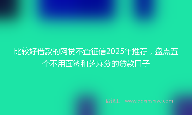 比较好借款的网贷不查征信2025年推荐，盘点五个不用面签和芝麻分的贷款口子
