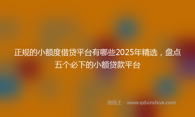 正规的小额度借贷平台有哪些2025年精选，盘点五个必下的小额贷款平台