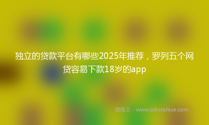 独立的贷款平台有哪些2025年推荐，罗列五个网贷容易下款18岁的app