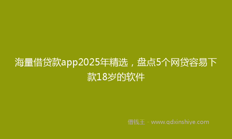 海量借贷款app2025年精选，盘点5个网贷容易下款18岁的软件