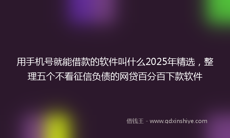 用手机号就能借款的软件叫什么2025年精选，整理五个不看征信负债的网贷百分百下款软件