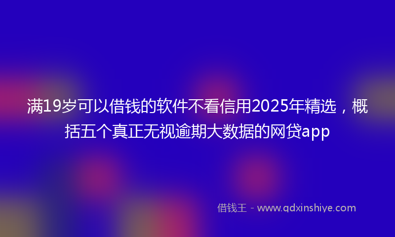 满19岁可以借钱的软件不看信用2025年精选，概括五个真正无视逾期大数据的网贷app