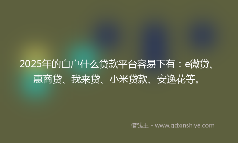 2025年的白户什么贷款平台容易下有：e微贷、惠商贷、我来贷、小米贷款、安逸花等。
