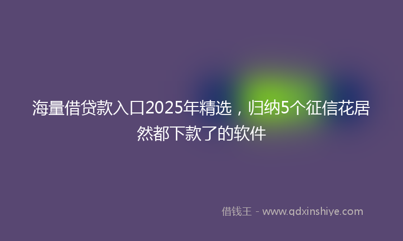 海量借贷款入口2025年精选，归纳5个征信花居然都下款了的软件