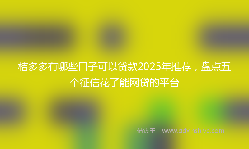 桔多多有哪些口子可以贷款2025年推荐，盘点五个征信花了能网贷的平台