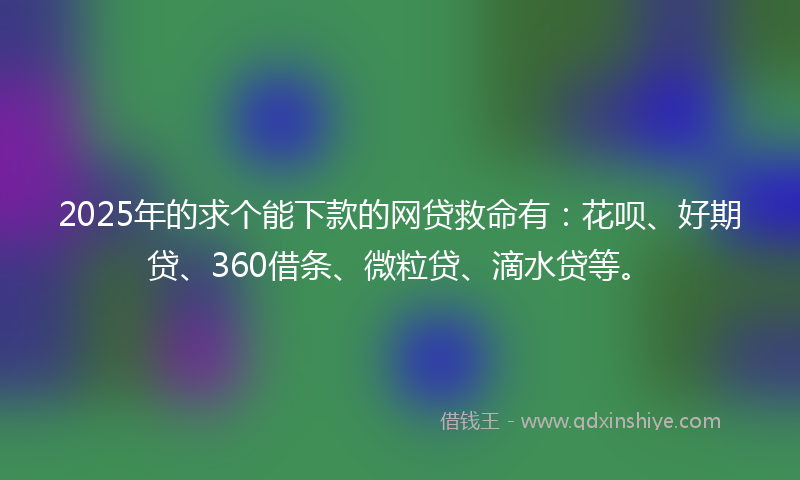 2025年的求个能下款的网贷救命有：花呗、好期贷、360借条、微粒贷、滴水贷等。