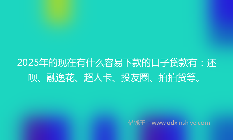 2025年的现在有什么容易下款的口子贷款有：还呗、融逸花、超人卡、投友圈、拍拍贷等。