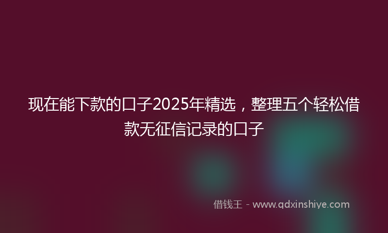现在能下款的口子2025年精选，整理五个轻松借款无征信记录的口子