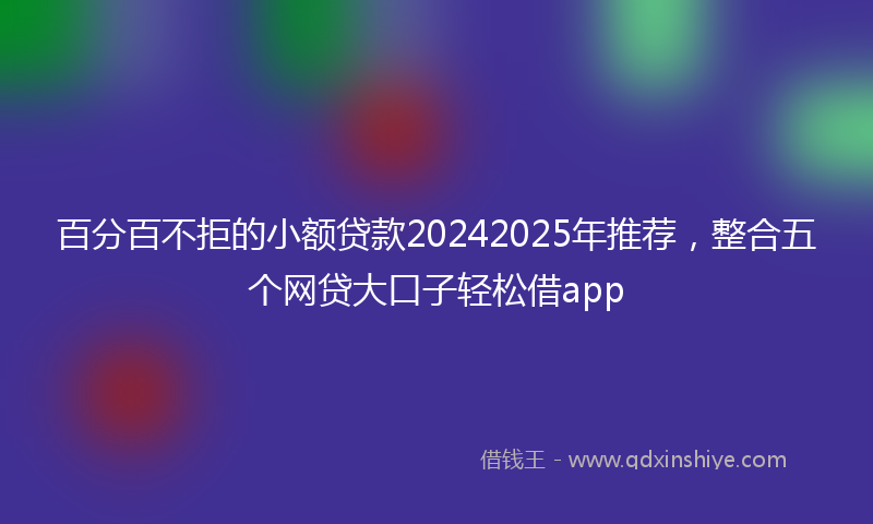 百分百不拒的小额贷款20242025年推荐，整合五个网贷大口子轻松借app