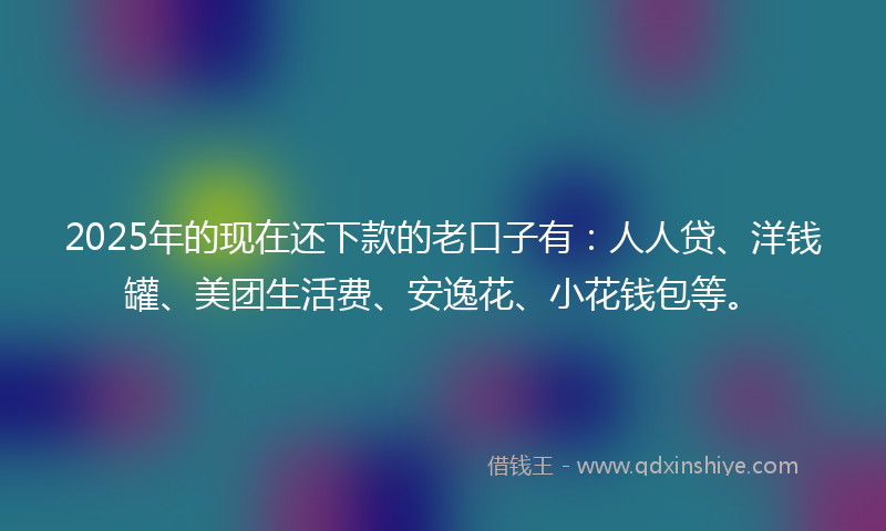 2025年的现在还下款的老口子有：人人贷、洋钱罐、美团生活费、安逸花、小花钱包等。