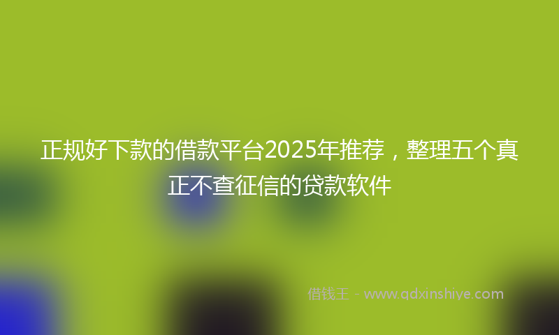 正规好下款的借款平台2025年推荐，整理五个真正不查征信的贷款软件