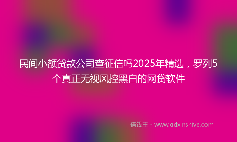 民间小额贷款公司查征信吗2025年精选，罗列5个真正无视风控黑白的网贷软件