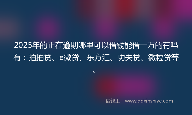 2025年的正在逾期哪里可以借钱能借一万的有吗有:拍拍贷、e微贷、东方汇、功夫贷、微粒贷等。
